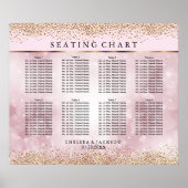 Gold Confetti und Pink Bokeh - 10 Sitzkarten Poster (Vorne)