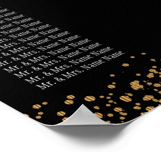 Gold Confetti und Schwarz - 13 Seating Chart Poster (Ecke)