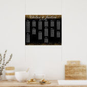 Gold Confetti und Schwarz - 13 Seating Chart Poster (Küche)