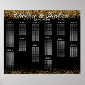 Gold Confetti und Schwarz - 13 Seating Chart Poster (Vorne)