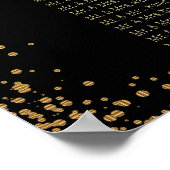 Gold Confetti und Schwarz - 15 Sitzkarten Poster (Ecke)