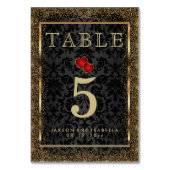 Gold Confetti und Schwarz - Tischkarte Tischnummer (Rückseite)