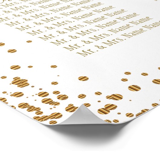 Gold Confetti und Weiß - 24 Seating Chart Poster (Ecke)