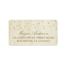 Gold Confetti Vintage Wedding Adressaufkleber