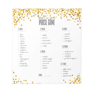 Gold Confetti Was ist in eurem Purse Bridal Spiel? Notizblock