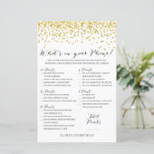 Gold Confetti Was ist in Ihrem Handy Birthday Game (Stehend Vorderseite)