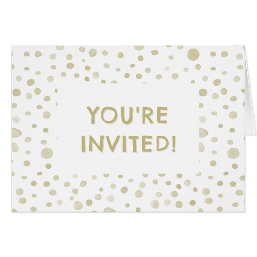 Gold Confetti Wasserfarbe Dots Geburtstag Einladun (Vorderseite (Horizontal))