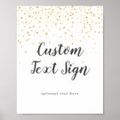 Gold Confetti Wedding Custom Text Sign Poster (Vorne)