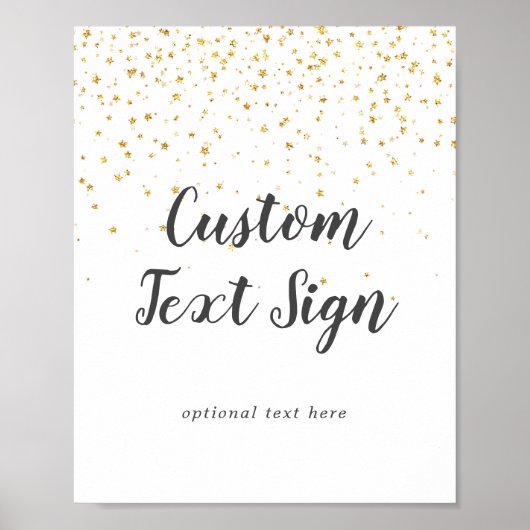 Gold Confetti Wedding Custom Text Sign Poster (Vorne)
