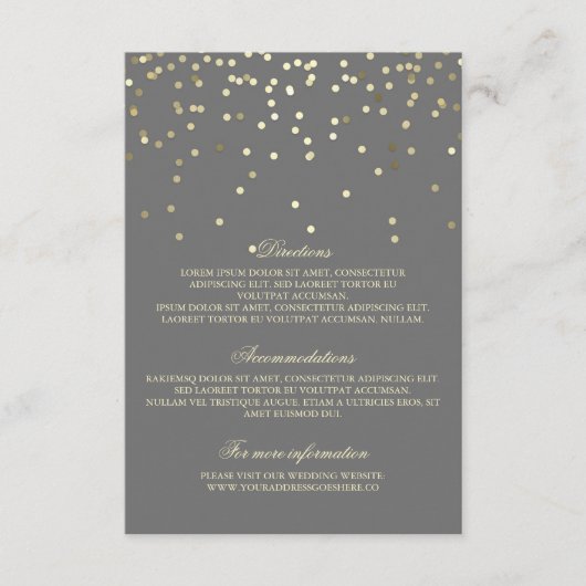 Gold Confetti Wedding Details - Informationen Begleitkarte (Vorderseite)