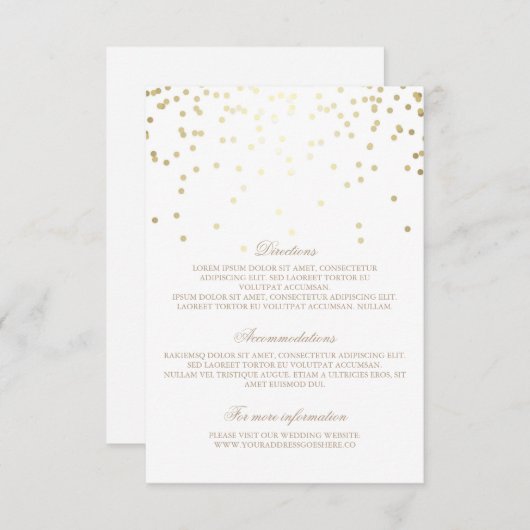 Gold Confetti Wedding Details - Informationen Begleitkarte (Vorne/Hinten)