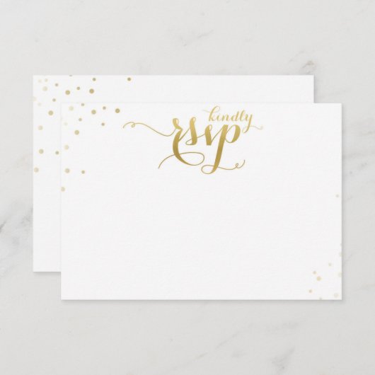 Gold Confetti Wedding Einladung Blank RSVP Card (Vorne/Hinten)