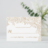 Gold Confetti Wedding Einladung RSVP Card (Stehend Vorderseite)
