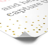 Gold Confetti Wedding Fotos Hashtag Sign Poster (Ecke)