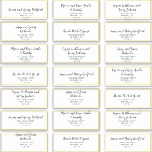 Gold Confetti Wedding Guest Address Labels (Vorderseite)