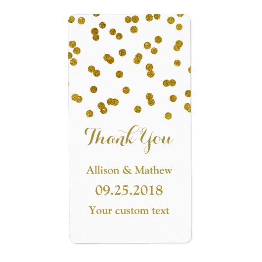 Gold Confetti Wedding Labels (Vorne)
