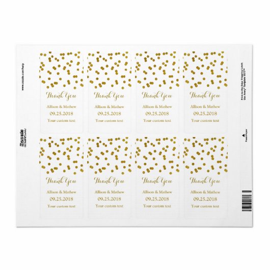 Gold Confetti Wedding Labels (Vorne)