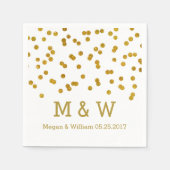 Gold Confetti Wedding Monogram Serviette (Vorderseite)