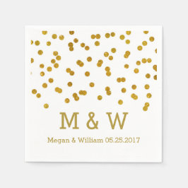 Gold Confetti Wedding Monogram Serviette