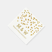 Gold Confetti Wedding Monogram Serviette (Ecke)