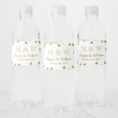 Gold Confetti Wedding Monogram Water Flasche Label Wasserflaschenetikett (Flaschen)