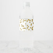 Gold Confetti Wedding Monogram Water Flasche Label Wasserflaschenetikett (Rückseite)