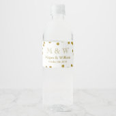 Gold Confetti Wedding Monogram Water Flasche Label Wasserflaschenetikett (Vorderseite)
