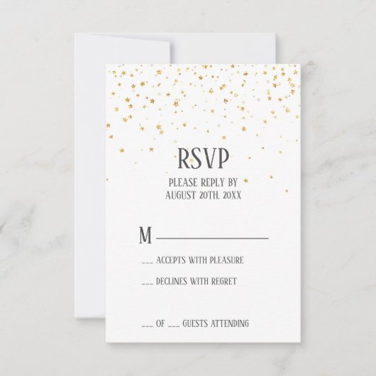 Gold Confetti Wedding RSVP Card (Vorderseite)