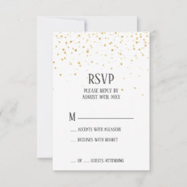 Gold Confetti Wedding RSVP Card Karte