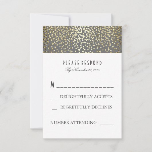 Gold Confetti Wedding RSVP Cards Karte (Vorderseite)