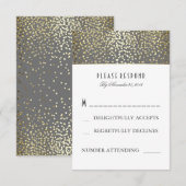 Gold Confetti Wedding RSVP Cards Karte (Vorne/Hinten)