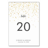Gold Confetti Wedding Tischnummern (Rückseite)