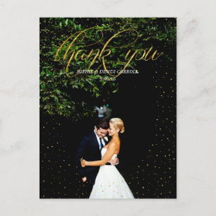 Gold Confetti Wedding Vielen Dank Postcard Postkarte