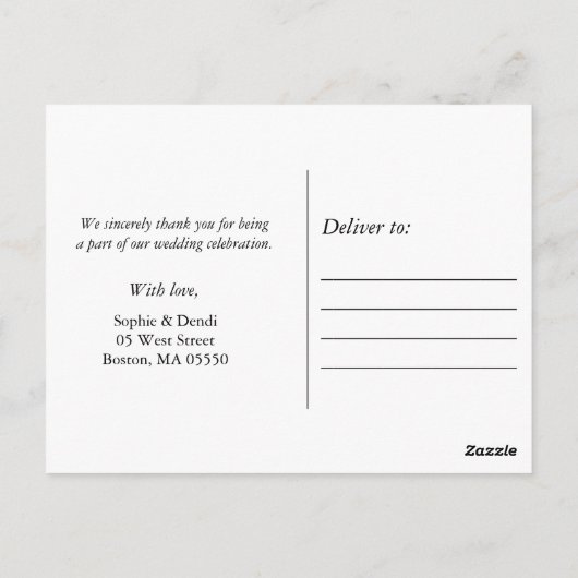 Gold Confetti Wedding Vielen Dank Postcard Postkarte (Rückseite)