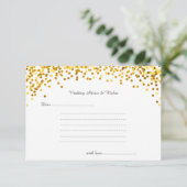 Gold Confetti Wedding Wünsche & Advice Cards Hinweiskarte (Stehend Vorderseite)