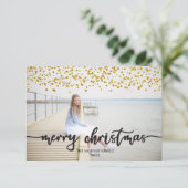 Gold Confetti Weihnachtskarten Dankeskarte (Stehend Vorderseite)