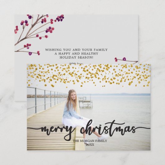 Gold Confetti Weihnachtskarten Dankeskarte (Vorne/Hinten)