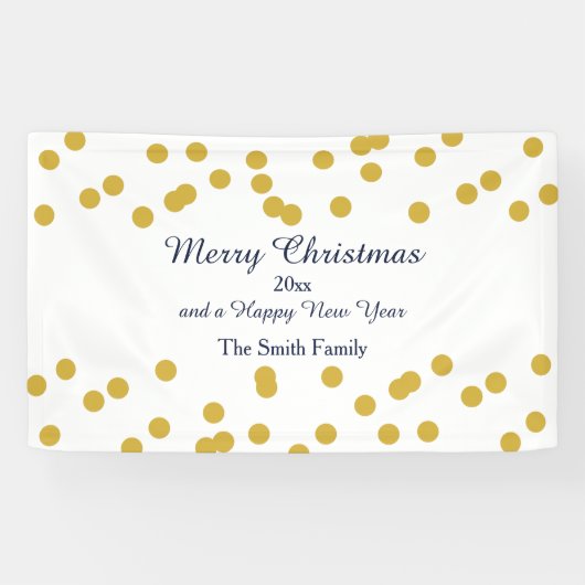 Gold Confetti Weihnachtsmuster mit Blue Banner (Horizontal)