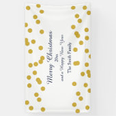 Gold Confetti Weihnachtsmuster mit Blue Banner (Vertikal)