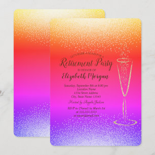 Gold Confetti Wein Glass Ombre Rentirement Einladung