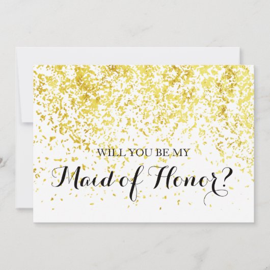 Gold Confetti - Werden Sie meine Trauzeugin-Karte  Einladung (Vorderseite)