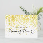 Gold Confetti - Werden Sie meine Trauzeugin-Karte  Einladung (Stehend Vorderseite)