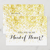 Gold Confetti - Werden Sie meine Trauzeugin-Karte  Einladung (Vorne/Hinten)