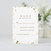 Gold Confetti White Elegante Wedding RSVP Cards (Stehend Vorderseite)