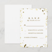 Gold Confetti White Elegante Wedding RSVP Cards Karte (Vorne/Hinten)