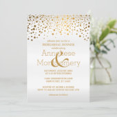 Gold Confetti & White Rehearsal Dinner Einladung (Stehend Vorderseite)