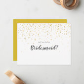 Gold Confetti wird meine Bridesmaid Note Card sein Mitteilungskarte (Vorderseite/Rückseite Beispiel)
