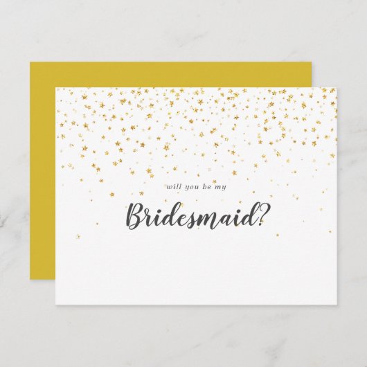Gold Confetti wird meine Bridesmaid Note Card sein Mitteilungskarte (Vorne/Hinten)