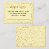 Gold Confetti & Yellow Script Diaper Raffingkarten Begleitkarte (Vorne/Hinten)