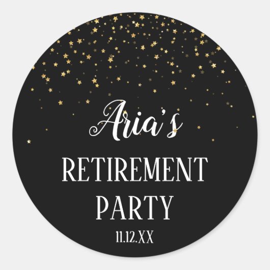 Gold Confetti zu Black Rtirement-Umschlag Aufklebe Runder Aufkleber (Vorderseite)